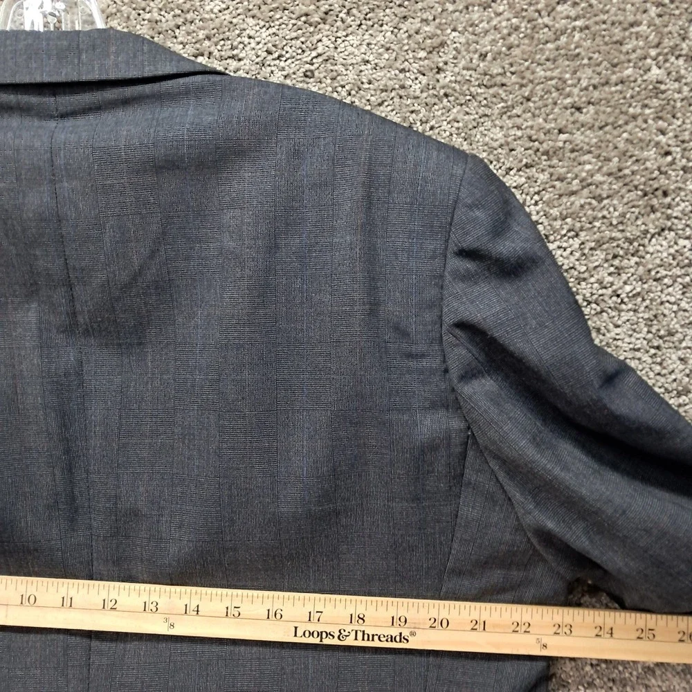 Glenshire Mens 43L Grey Plaid Worsted Wool 2 Button Blazer Sport Coat Israel